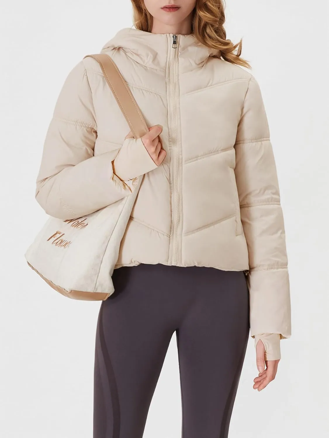 Womens Lightweight Quilted Puffer Jacket with Hood