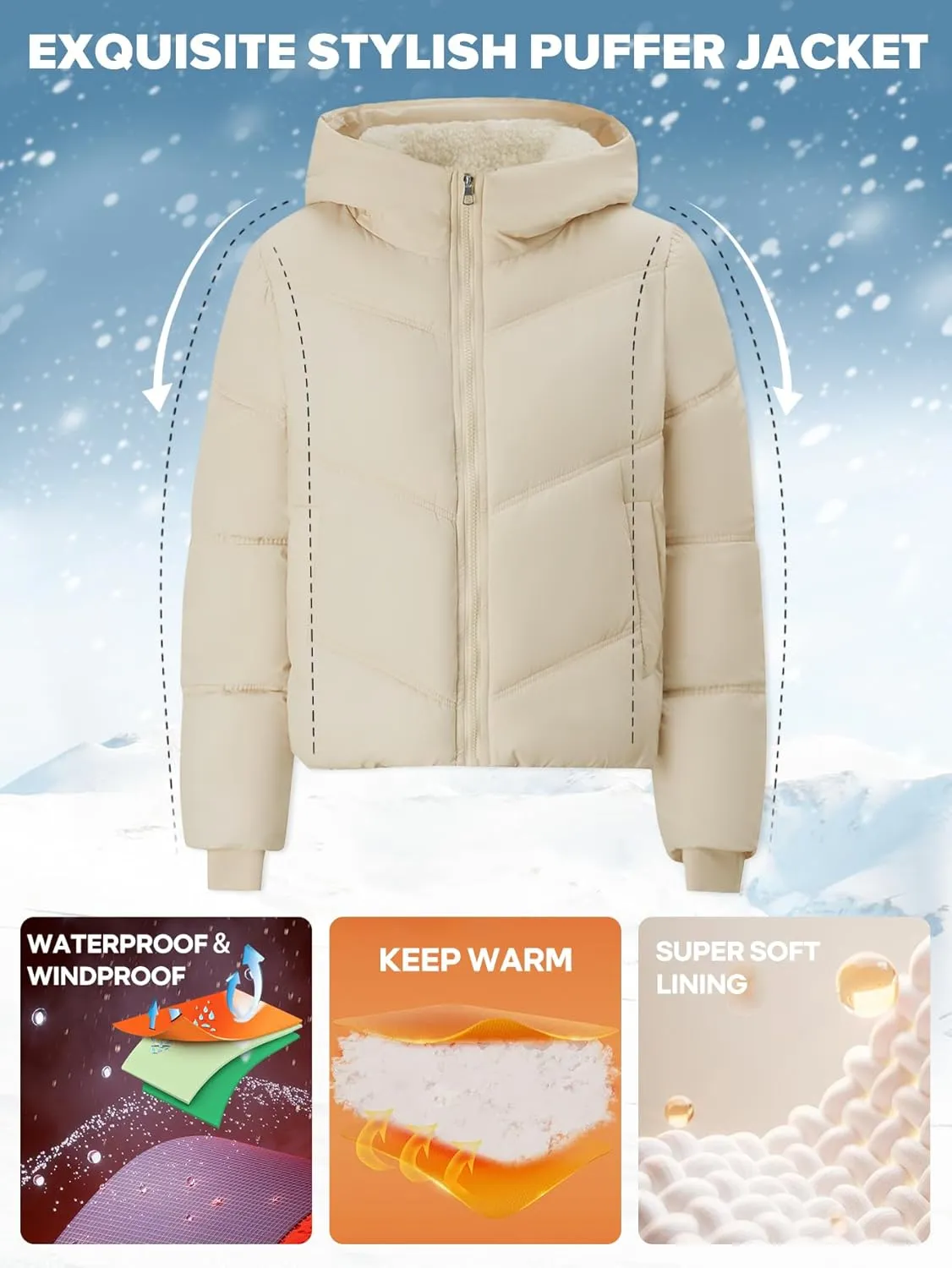 Womens Lightweight Quilted Puffer Jacket with Hood