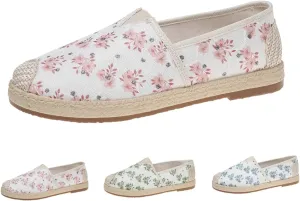 Women's Loafers Slip on Shoes, Low Top Canvas Embroidered Sneakers Non Slip Fashion Casual Shoes