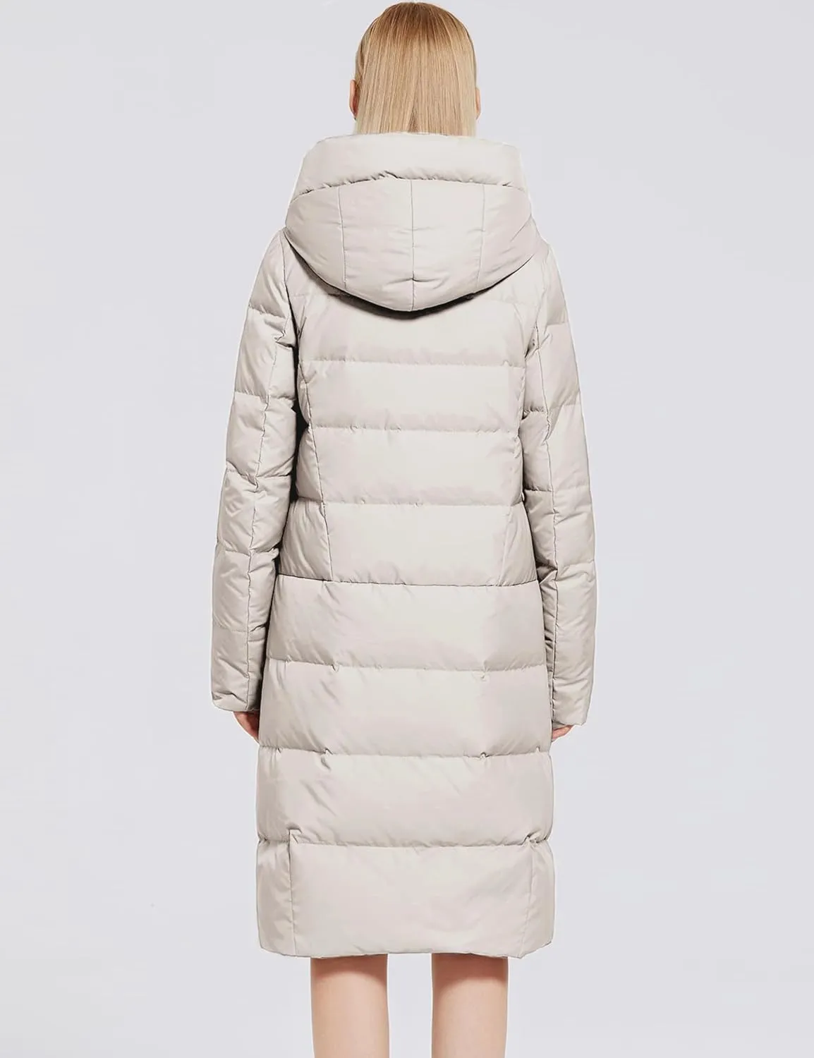 Women's Long Puffer Jacket Casual Zip Up Quilted Hooded Thickened Warm Winter Padded Down Coat Outerwear