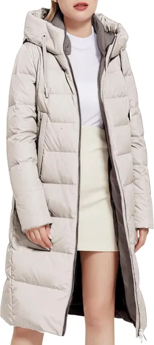 Women's Long Puffer Jacket Casual Zip Up Quilted Hooded Thickened Warm Winter Padded Down Coat Outerwear