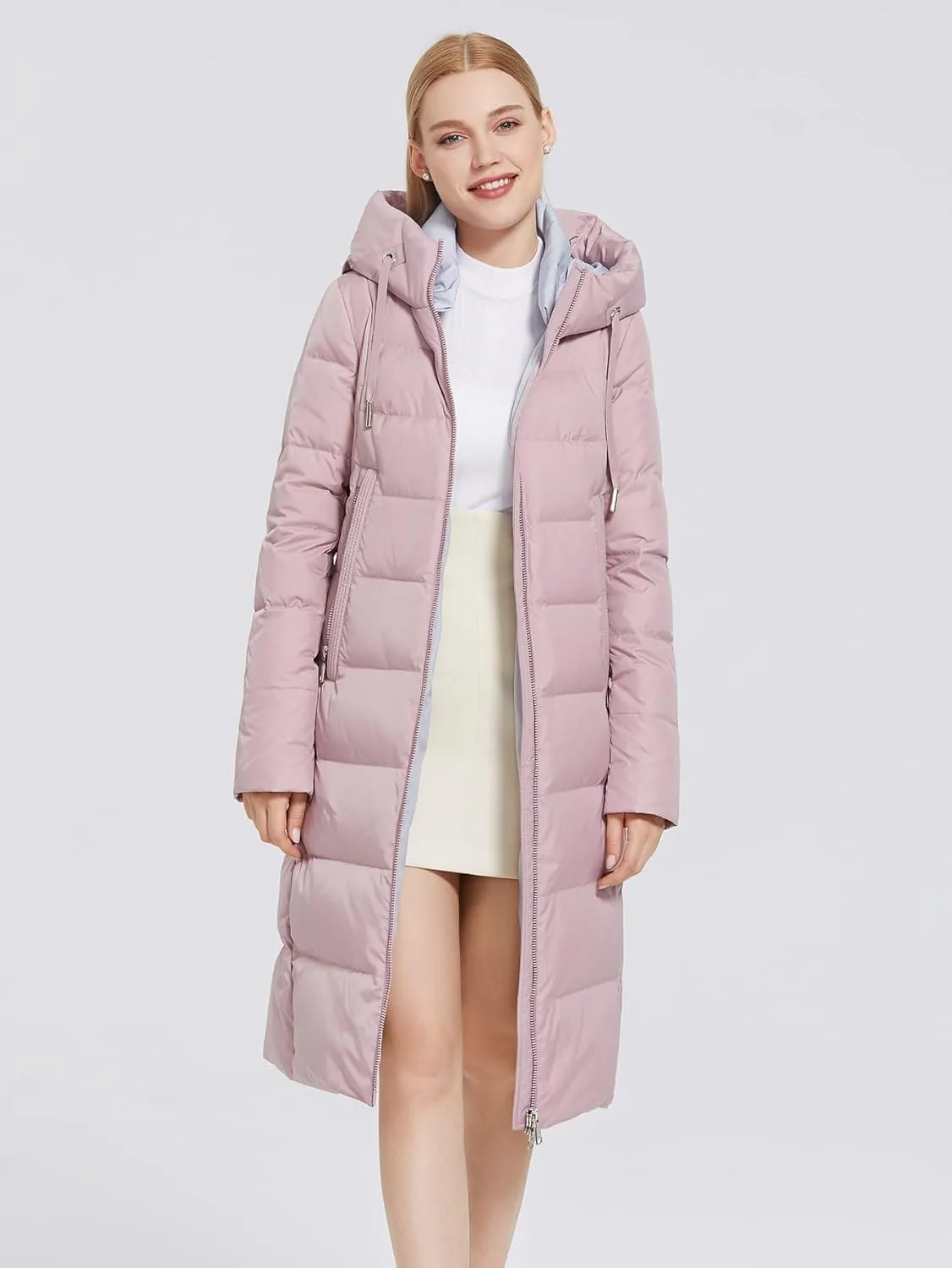 Women's Long Puffer Jacket Casual Zip Up Quilted Hooded Thickened Warm Winter Padded Down Coat Outerwear