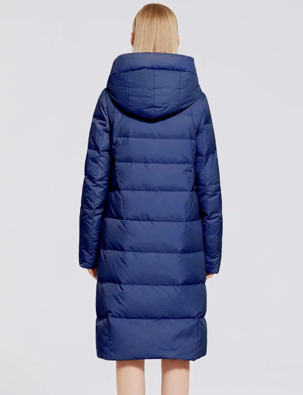 Women's Long Puffer Jacket Casual Zip Up Quilted Hooded Thickened Warm Winter Padded Down Coat Outerwear