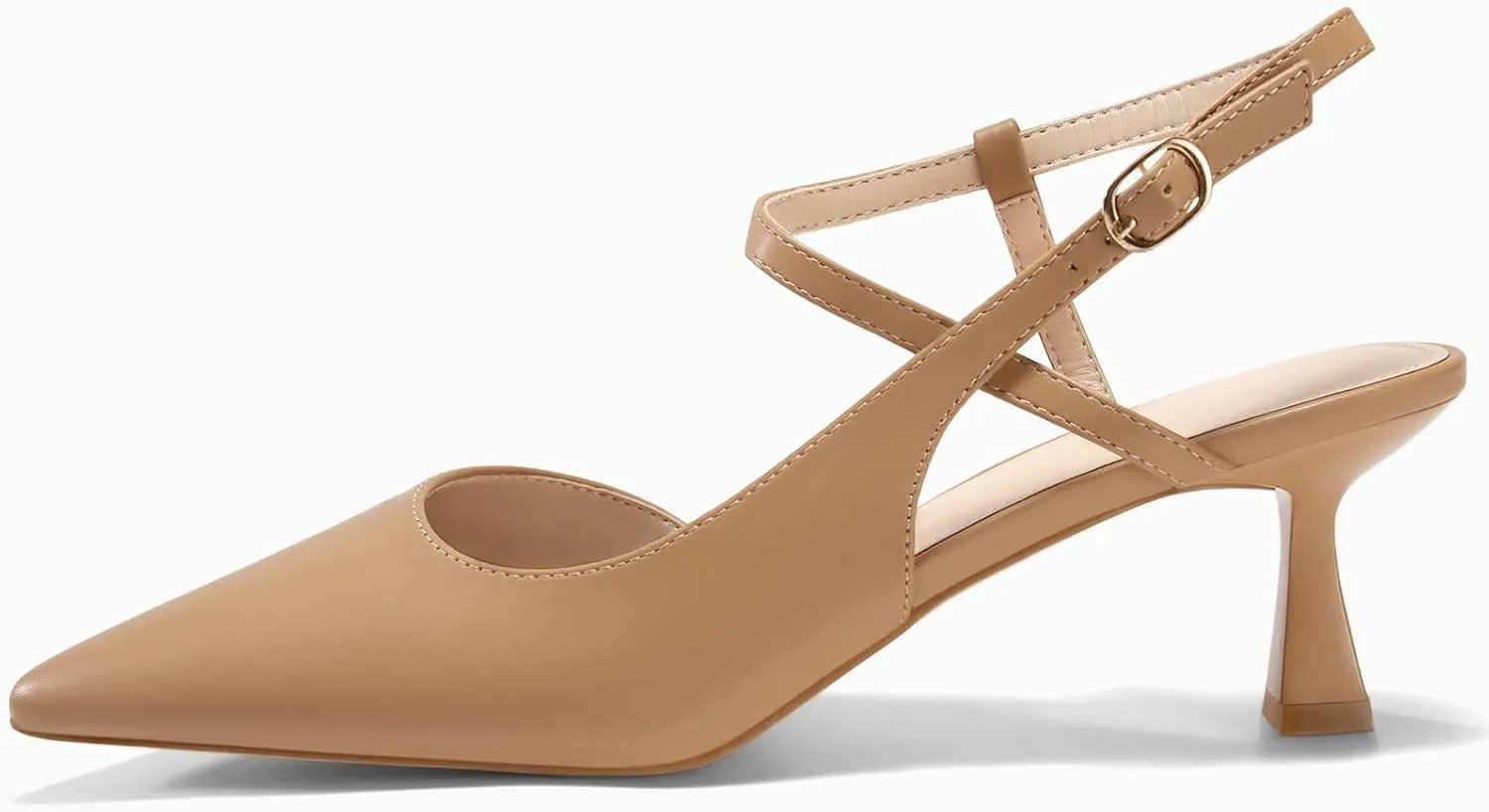 Womens Low Kitten Heel Closed Pointed Toe Slingback Pumps Heels Slip On Heeled Sandals Dress Shoes