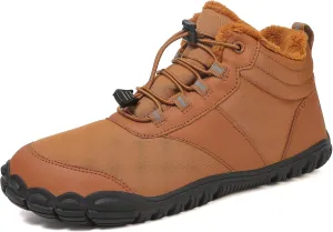 Womens Mens Barefoot Snow Boots, Soft Plush Lined Waterproof Hiking Shoes, Wide Toe Box Ankle Boots, Lightweight Outdoor Walking Anti-slip Winter Warm Sneakers