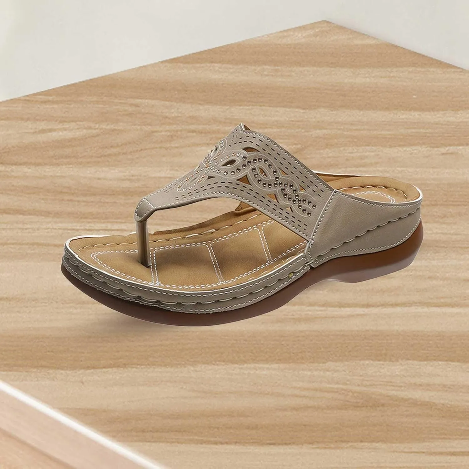 Womens Orthopedic Sandals with Arch Support Wide Width Clip Toe Flip Flops Dressy Wedge Platform Summer Beach Shoes