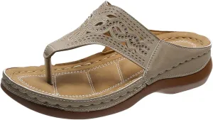 Womens Orthopedic Sandals with Arch Support Wide Width Clip Toe Flip Flops Dressy Wedge Platform Summer Beach Shoes