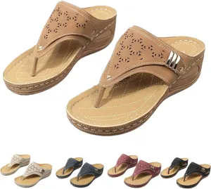 Women's Orthoptic Lightweight Breathable Mesh Sporty Sandals Wedges Thick-Soled Flip-Flops Open Toe Beach Sandals, Blue