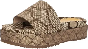 Women's Platform Sandals Comfort Slip-On Canvas Strap, Fashion Non-Slip Sole Slide Sandals for Summer