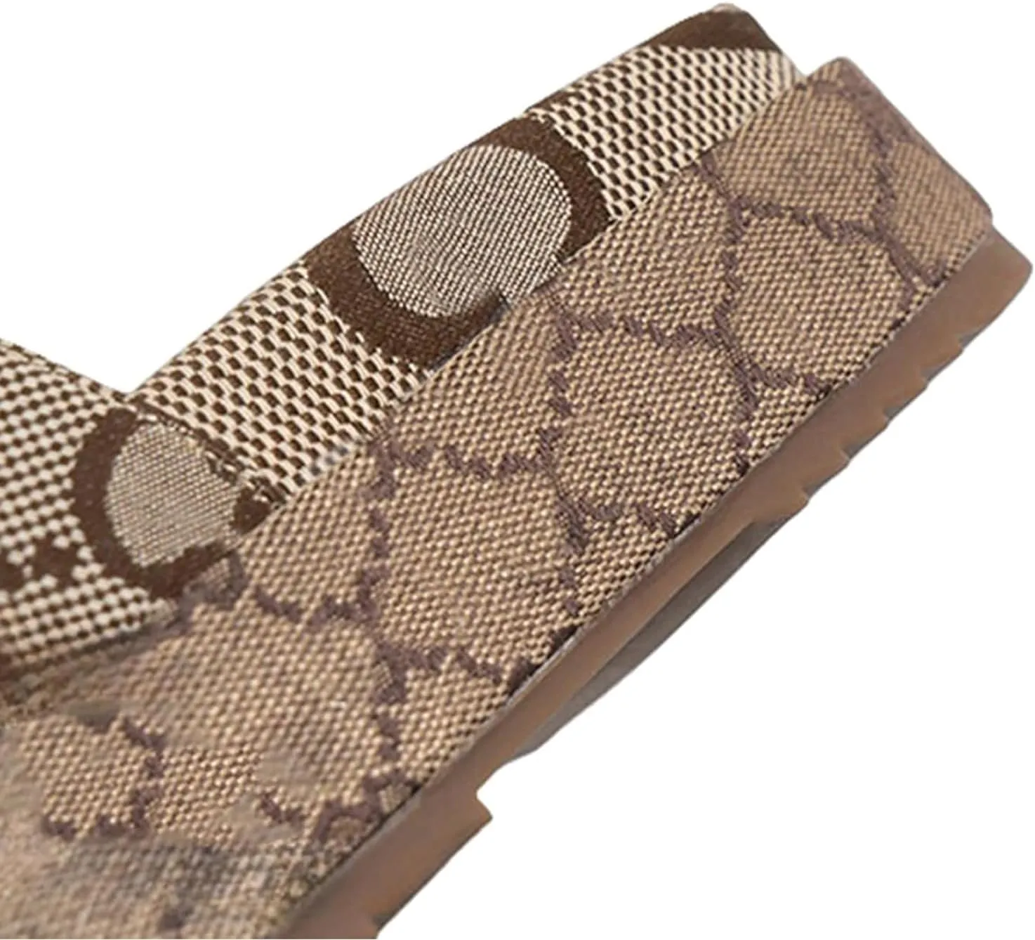 Women's Platform Sandals Comfort Slip-On Canvas Strap, Fashion Non-Slip Sole Slide Sandals for Summer