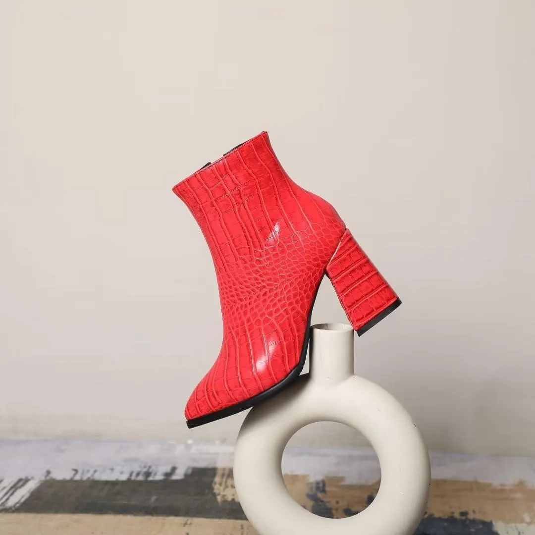Women's Pointed Toe Block Heel Boots, Zipper Chunky Heeled Ankle Boots, Dress Winter Fashion Booties