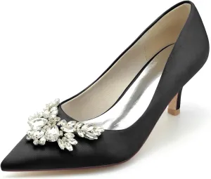 Women's Pointed Toe Rhinestone Wedding Party Evening Dress Sandles Pumps Slip On Closed Toe Bridal Shoes