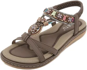 Womens Sandals Comfort Summer Shoes Bohemian Outdoor Beach Walking Flat Sandals