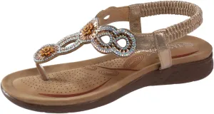 Womens Sandals Comfortable Dressy Braided Thong Sandal Elastic Ankle Strap Slip On Outdoor Flat Summer Slide