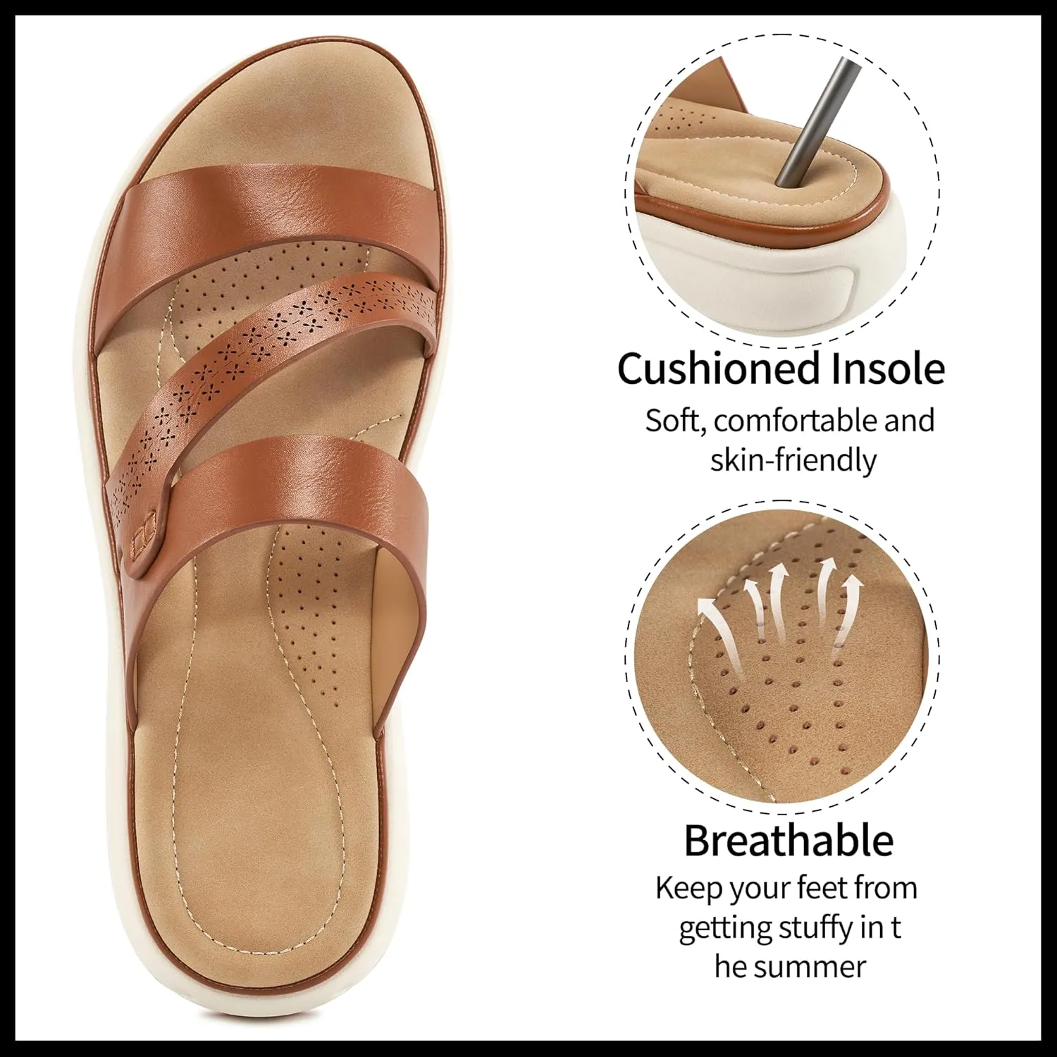 Womens Sandals Comfortable Summer: Breathable Slides for Women - Non Slip Sandals Walking Outdoor