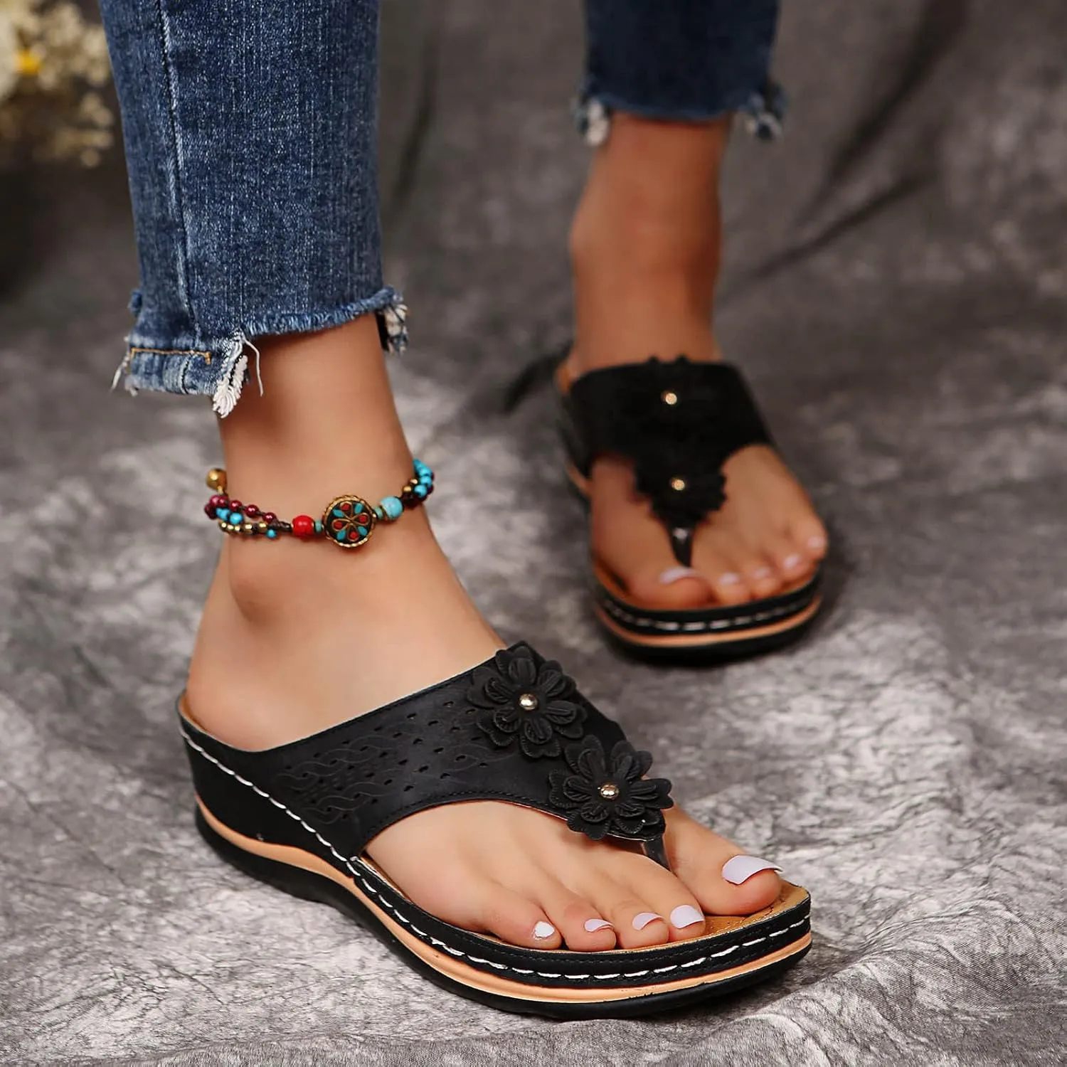 Womens Sandals Dressy, Womens Sandals Orthopedic Open Toe Sandals Retro Anti Slip Comfy Breathable Shoes