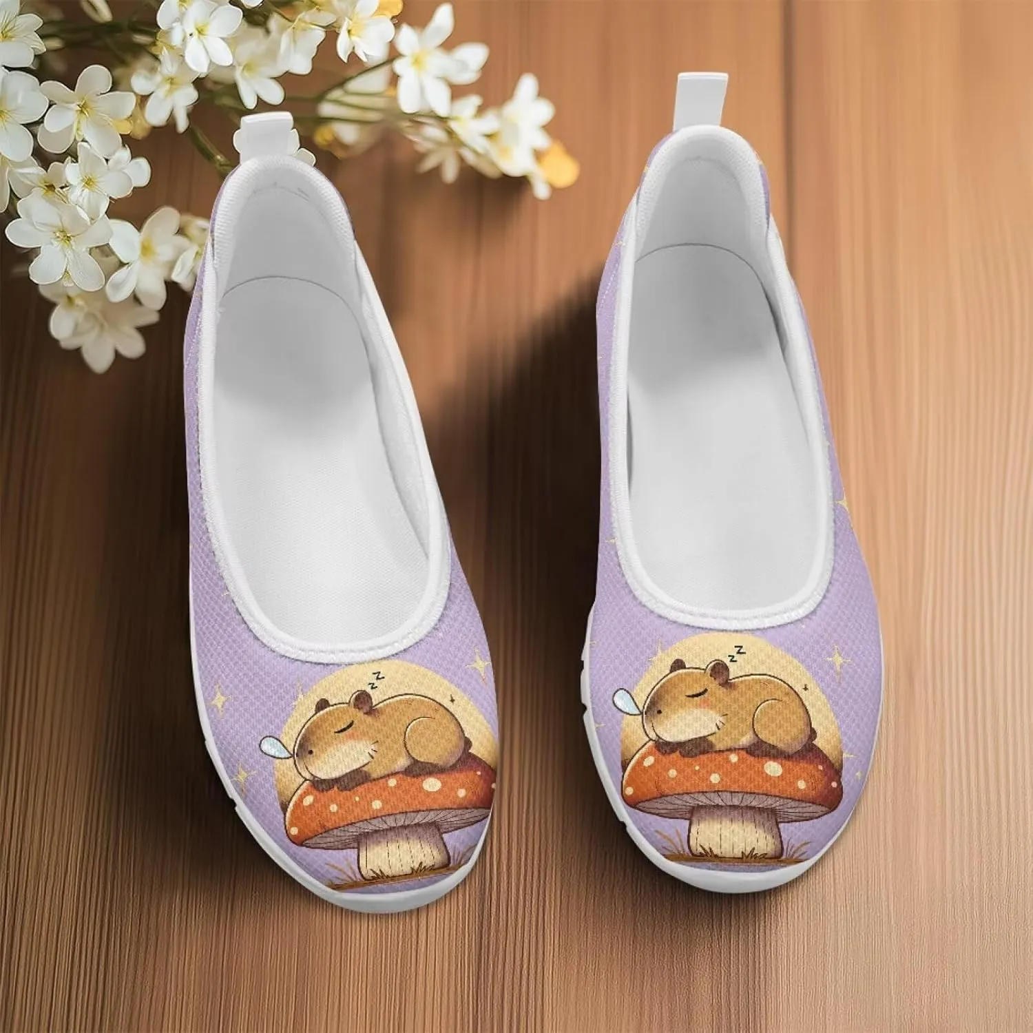Women's Slip On Shoes Mesh Walking Flats Shoes Comfort Lightweight Casual Sneakers for Travel Date & Party White Sole Size 6-11
