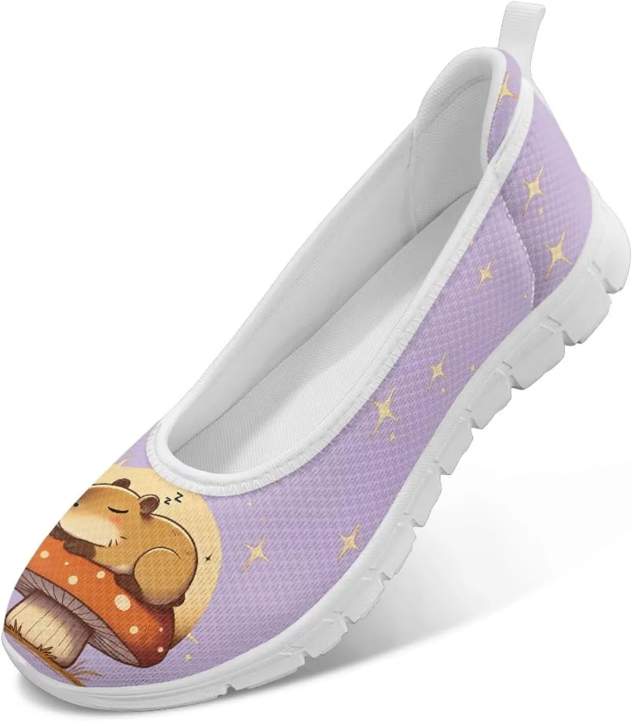 Women's Slip On Shoes Mesh Walking Flats Shoes Comfort Lightweight Casual Sneakers for Travel Date & Party White Sole Size 6-11