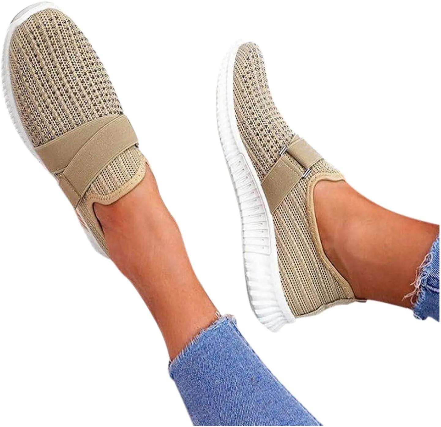 Women's Slip On Walking Shoes Running Comfortable Non Slip Work Shoes Women High Top Casual Tennis Shoes Slip On Sneakers White Tennis Shoe White Loafers