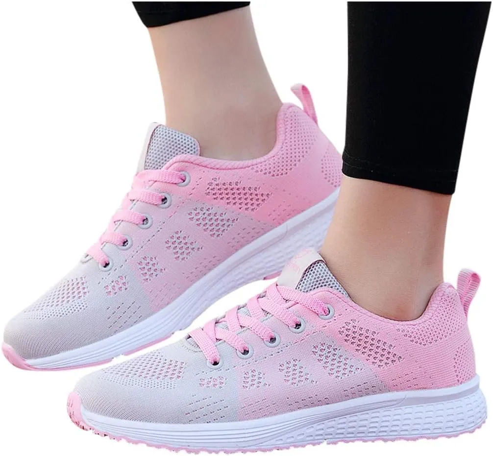 Womens Sneakers Air Cushion Running Shoes Lace Up Tennis Shoes Men Mesh Breathable Men's Casual Shoes Fashion Sneakers Platform Tennis Shoe Cross Trainer Shoe