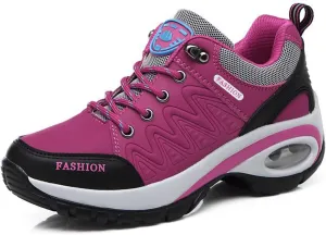 Women's Suede Leather Lace up Orthopedic Hiking Shoes air Cushion Cushioning Non-Slip Comfortable Low Top Waterproof Walking Trekking Sneakers Outdoor Camping Tennis Sport Shoes