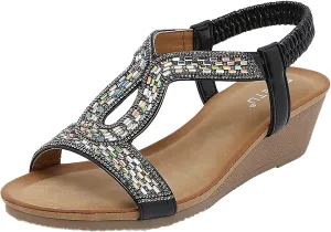 Women's Summer Sandals Beach Bohemian Beaded Ankle Walking Strap Casual Flip Flops Ladies Sexy Flats Comfortable Shoes