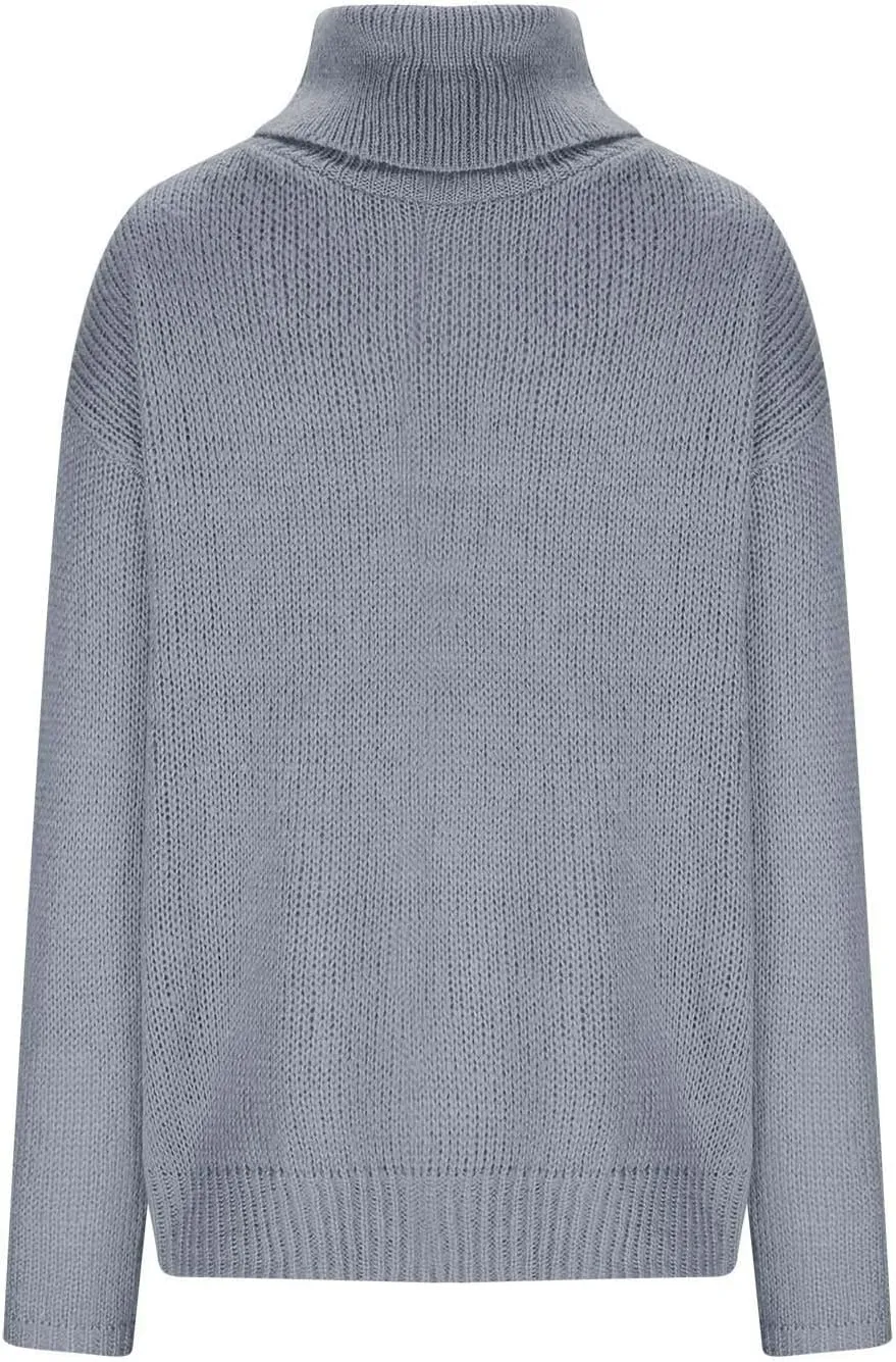 Womens Turtleneck Long Sleeve Sweaters Winter Clothes Knitwear Blouse Top Chunky Cable Knit Pullover 2023 Fashion