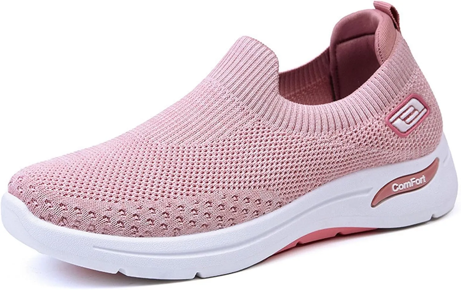 Womens Walking Sneakers Ladies Elastic Low Top Flats Lightweight Breathe Mesh Fashion Sneakers Woven Orthopedic Breathable Soft Shoes Comfortable Casual Sneaker Go Walking Slip on Shoes