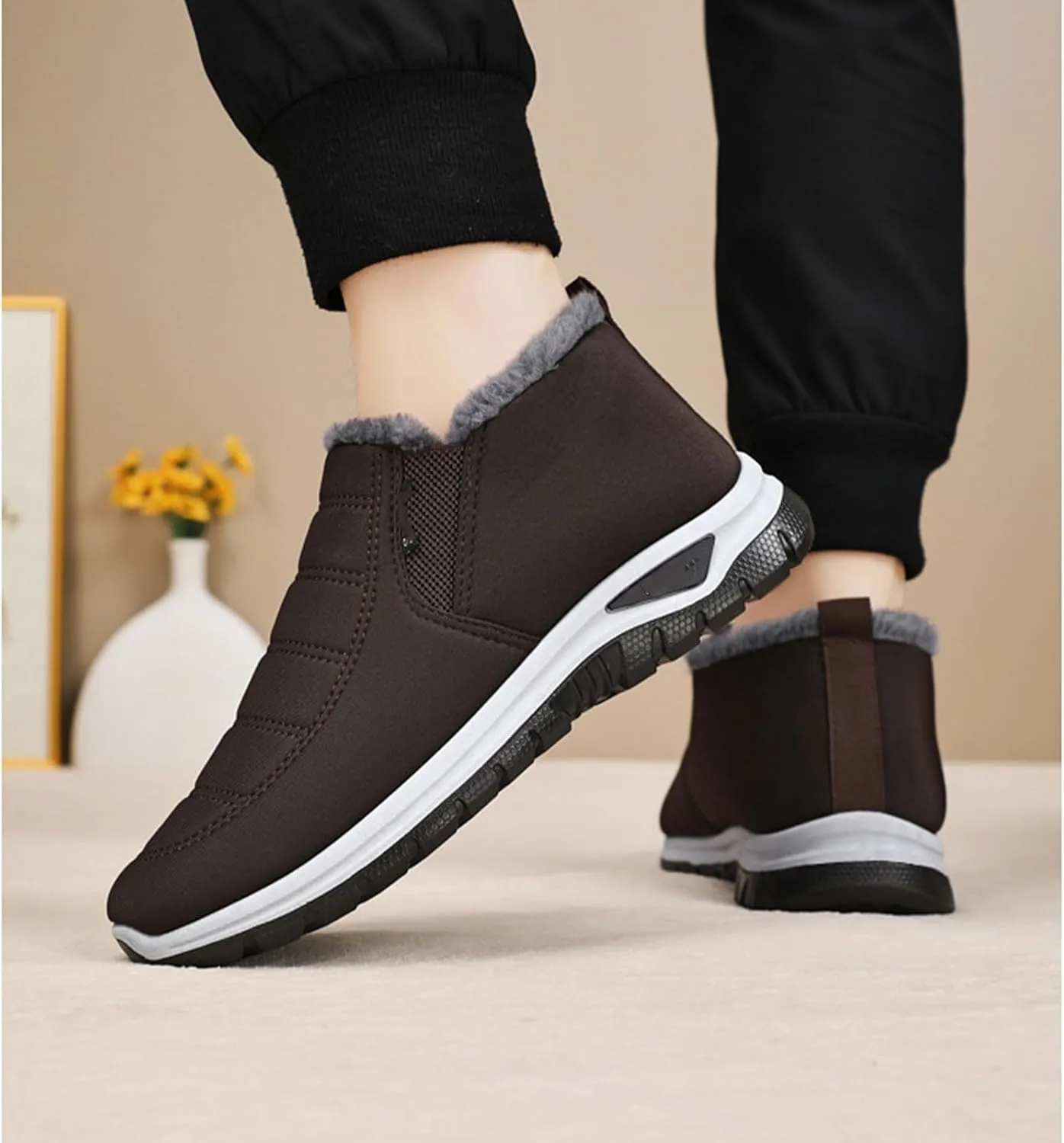 Women's Warm Sheepskin-Lined Boots Comfortable Waterproof Orthopedic Walking Fur Fuzzy Thermal Soft Booties
