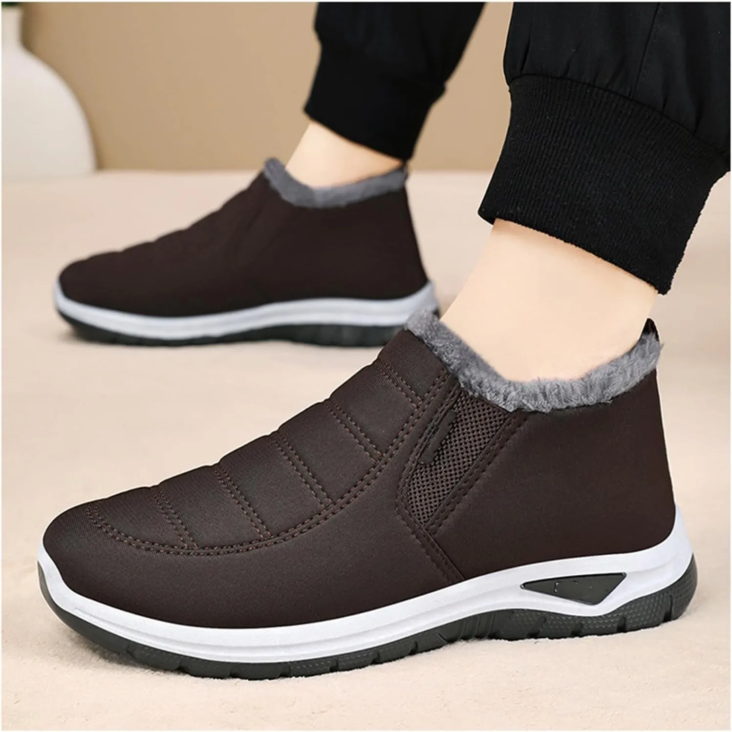 Women's Warm Sheepskin-Lined Boots Comfortable Waterproof Orthopedic Walking Fur Fuzzy Thermal Soft Booties