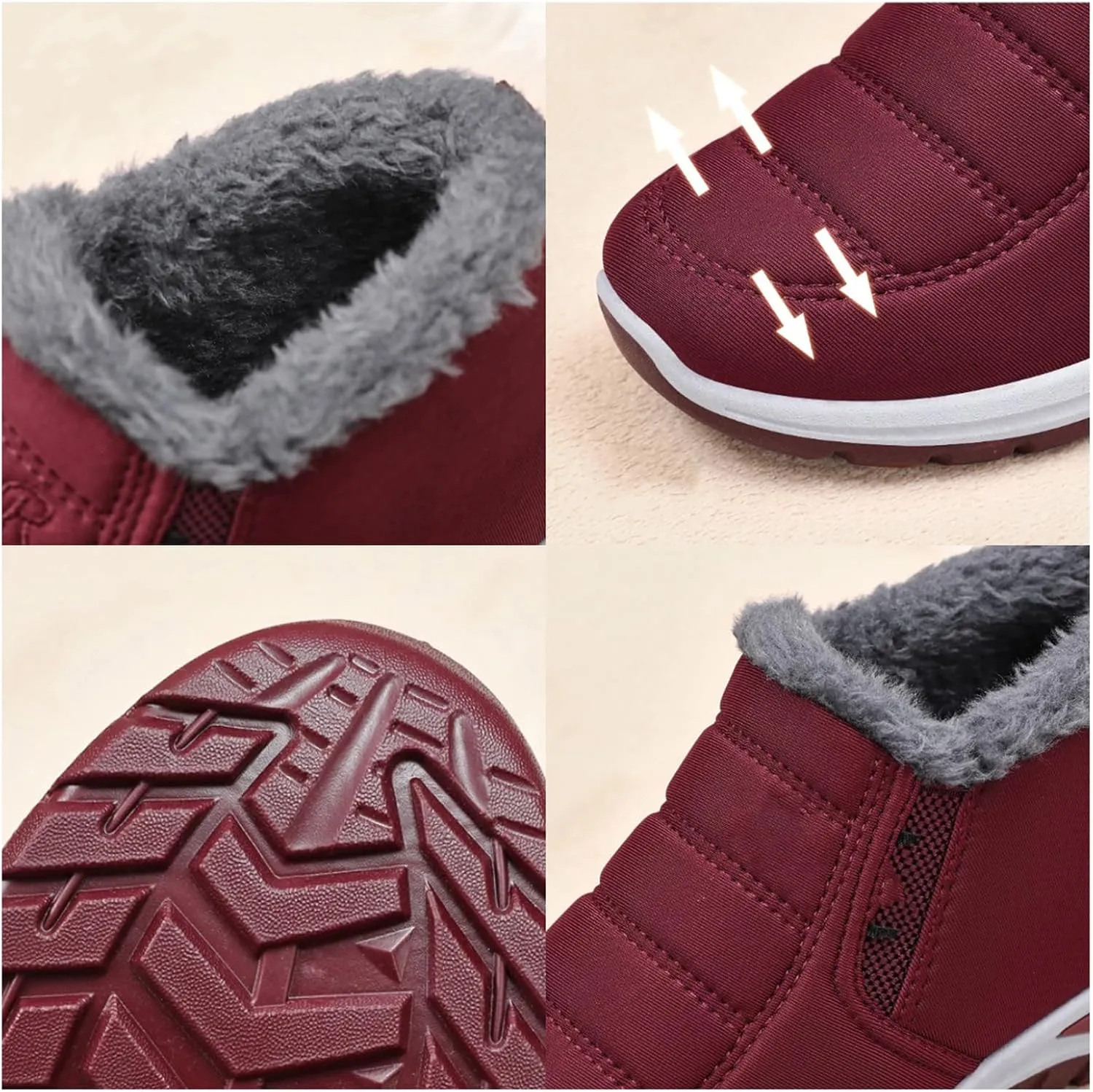 Women's Warm Sheepskin-Lined Boots Comfortable Waterproof Orthopedic Walking Fur Fuzzy Thermal Soft Booties