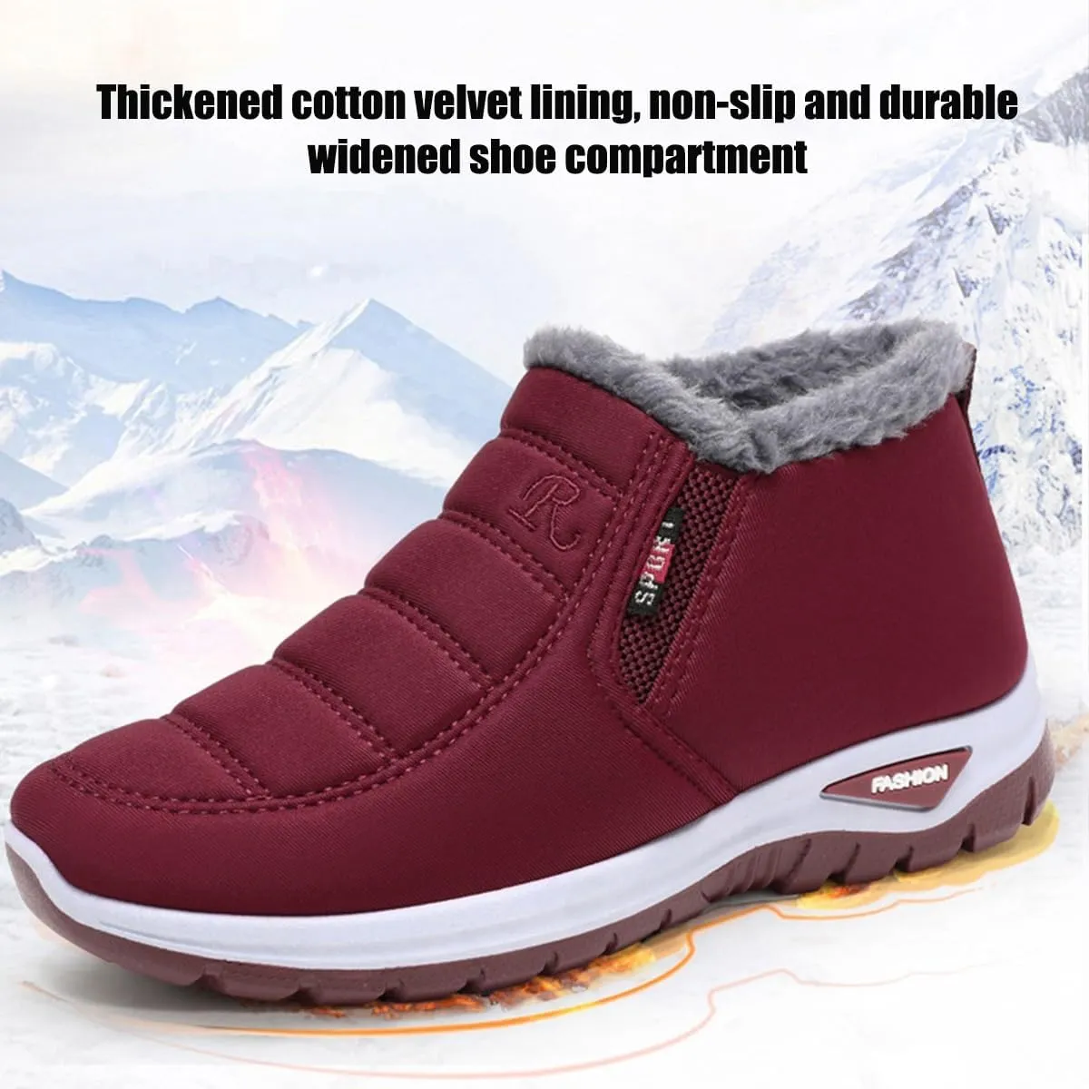 Women's Warm Sheepskin-Lined Boots,Orthopedic Walking Fur Fuzzy Thermal Soft Booties,Comfortable Waterproof Ladies Winter Ankle Slip on Short Snow Fur Lined Boots, Wide Warm Arch Support Shoes(Black,5