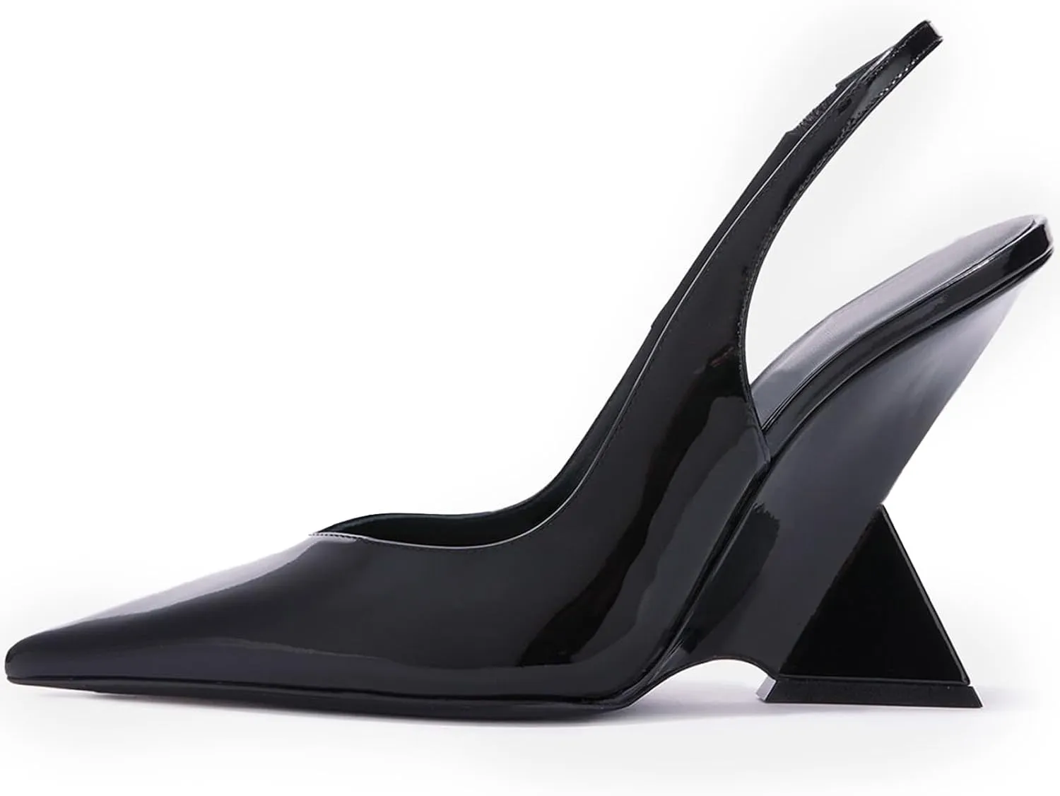 Women's Wedge Heeled Slingback Sandals Closed Pointed Toe Shaped Slope Heels Elastic Ankle Strap Slip On Pumps Ladies Casual Fashion Dress Shoes