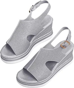 Womens Wedges Platform Sandals with Ankle Strap Open Toe Espadrilles Wedge Heels Sandals Ladies Comfortable Low Heel Sandal Lightweight for All Day Wear Shoes