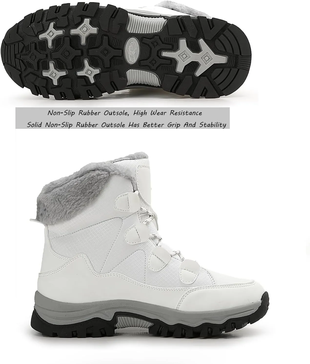 Women'S Winter Waterproof Walking Snow Booties Casual Lace-Up Warm Fur Lined comfortable Ankle Boots Outdoor Anti-Slip Lightweight Hiking Mid Calf Footwear