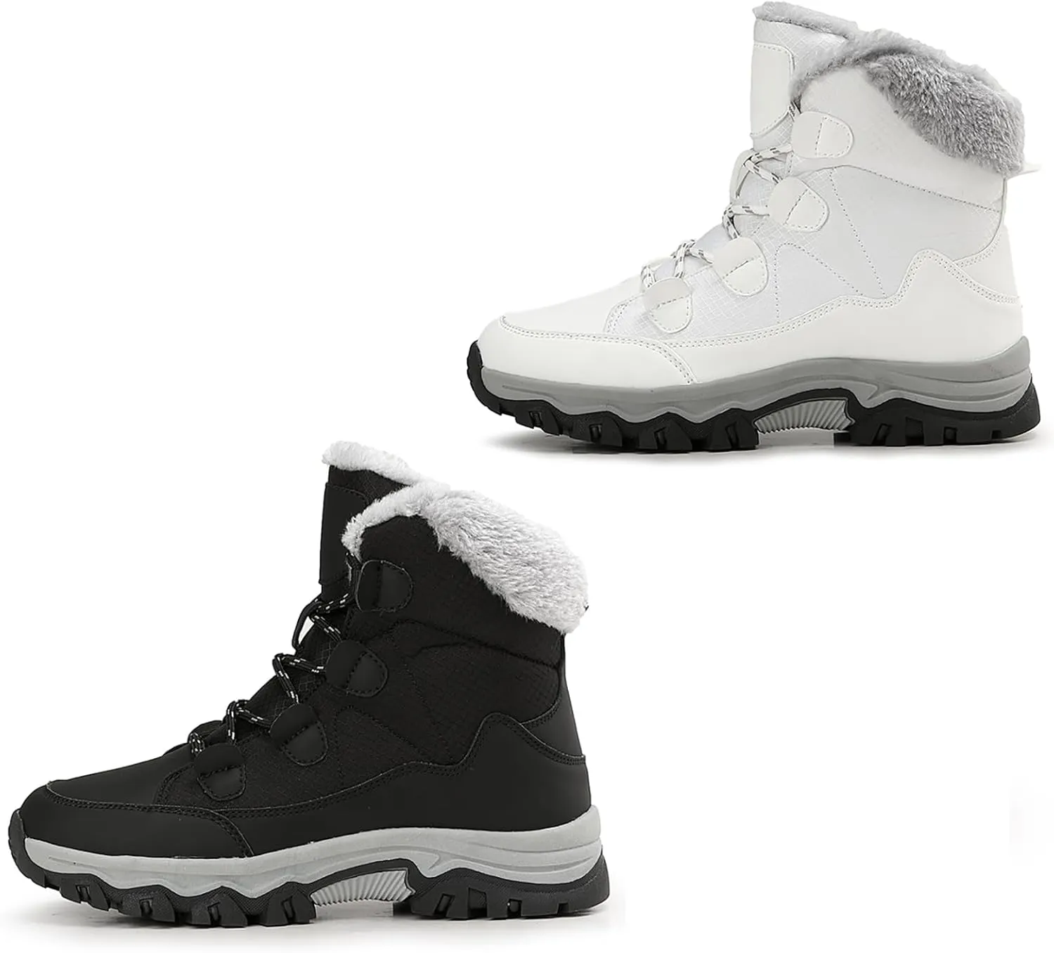 Women'S Winter Waterproof Walking Snow Booties Casual Lace-Up Warm Fur Lined comfortable Ankle Boots Outdoor Anti-Slip Lightweight Hiking Mid Calf Footwear