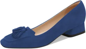 YDN Women Chunky Block Low Heel Loafers Square Toe Tassel Fringed Pump Slip On Dress Party Office Daily Shoe Size 4-15 US