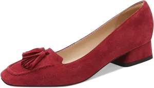 YDN Women Chunky Block Low Heel Loafers Square Toe Tassel Fringed Pump Slip On Dress Party Office Daily Shoe Size 4-15 US