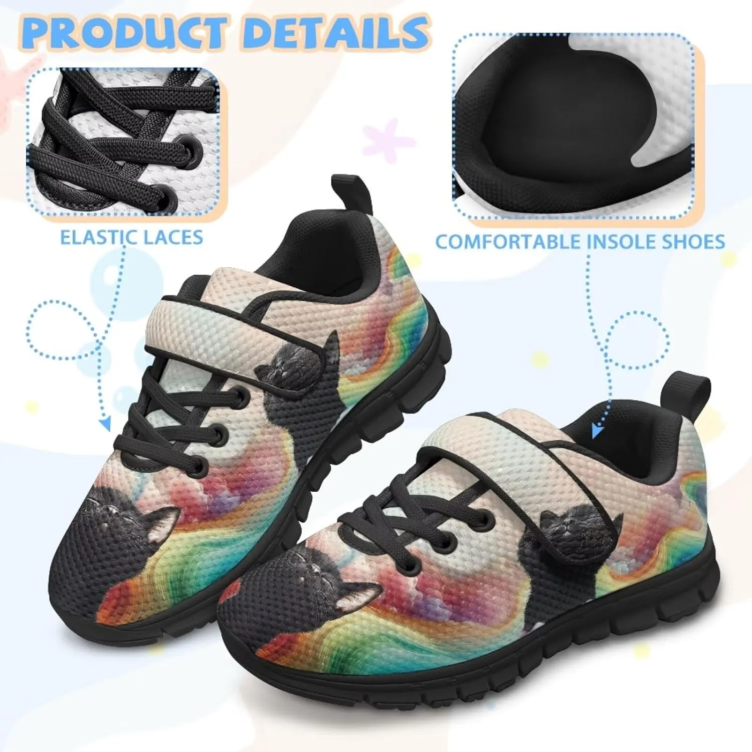 YEXIATODO Little Kids Sneakers Slip On Tennis Shoes Low Top Lace Up Running Shoes Girls Boys School Shoes Size 1-13