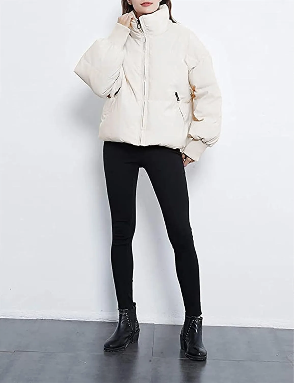 Yimoon Women's Winter Cropped Puffer Jacket Crop Warm Cotton Jacket Baggy Short Padded Outerwear Coats