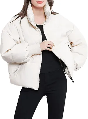 Yimoon Women's Winter Cropped Puffer Jacket Crop Warm Cotton Jacket Baggy Short Padded Outerwear Coats