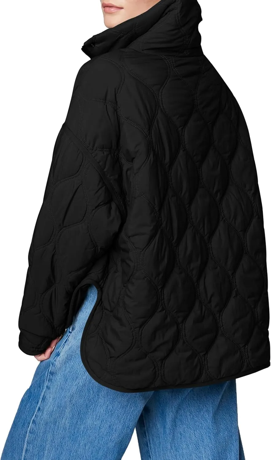 Yousify Womens Puffer Jackets Pullover Quilted Lightweight Jacket Long Sleeve Half Zip Up Coat with Pocket S-2XL