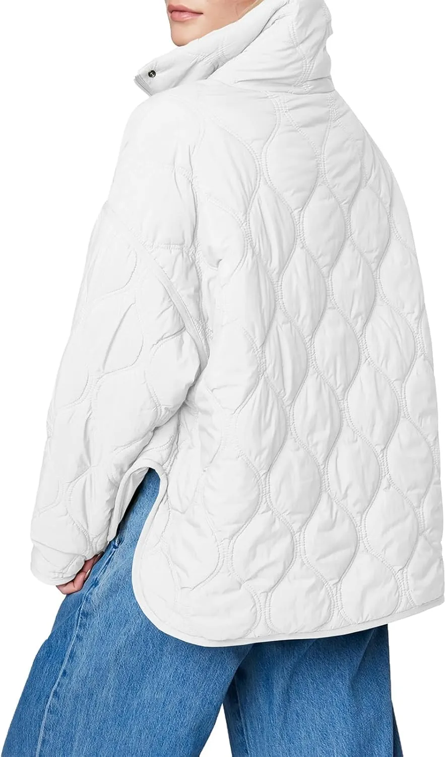 Yousify Womens Puffer Jackets Pullover Quilted Lightweight Jacket Long Sleeve Half Zip Up Coat with Pocket S-2XL