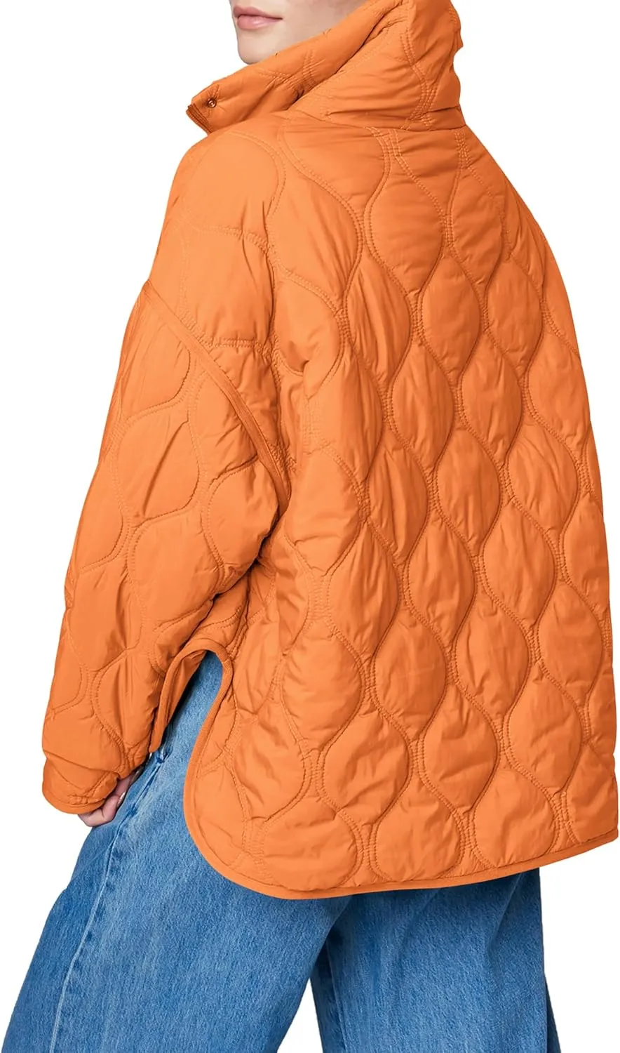 Yousify Womens Puffer Jackets Pullover Quilted Lightweight Jacket Long Sleeve Half Zip Up Coat with Pocket S-2XL